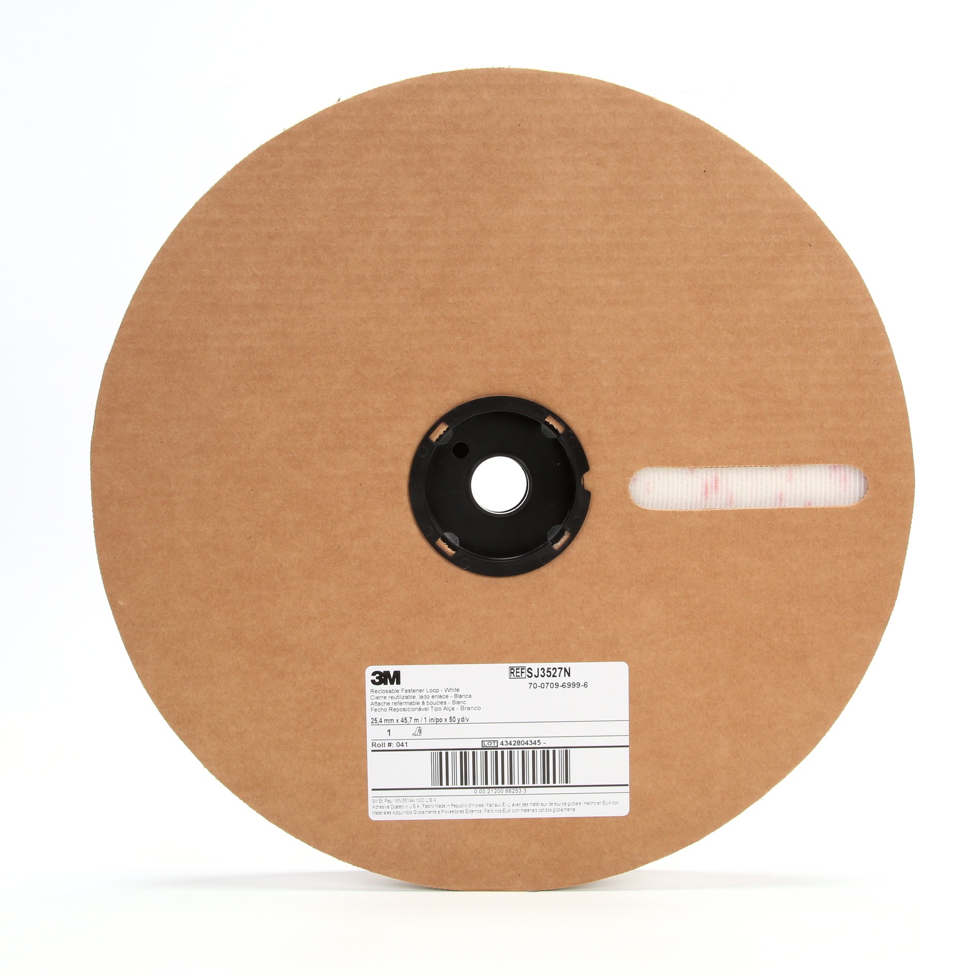 Attache à boucles 3M(MC), SJ3527-1X50-WHT, blanche, 2,5 cm x 45,7 m (1 po x 50 v)