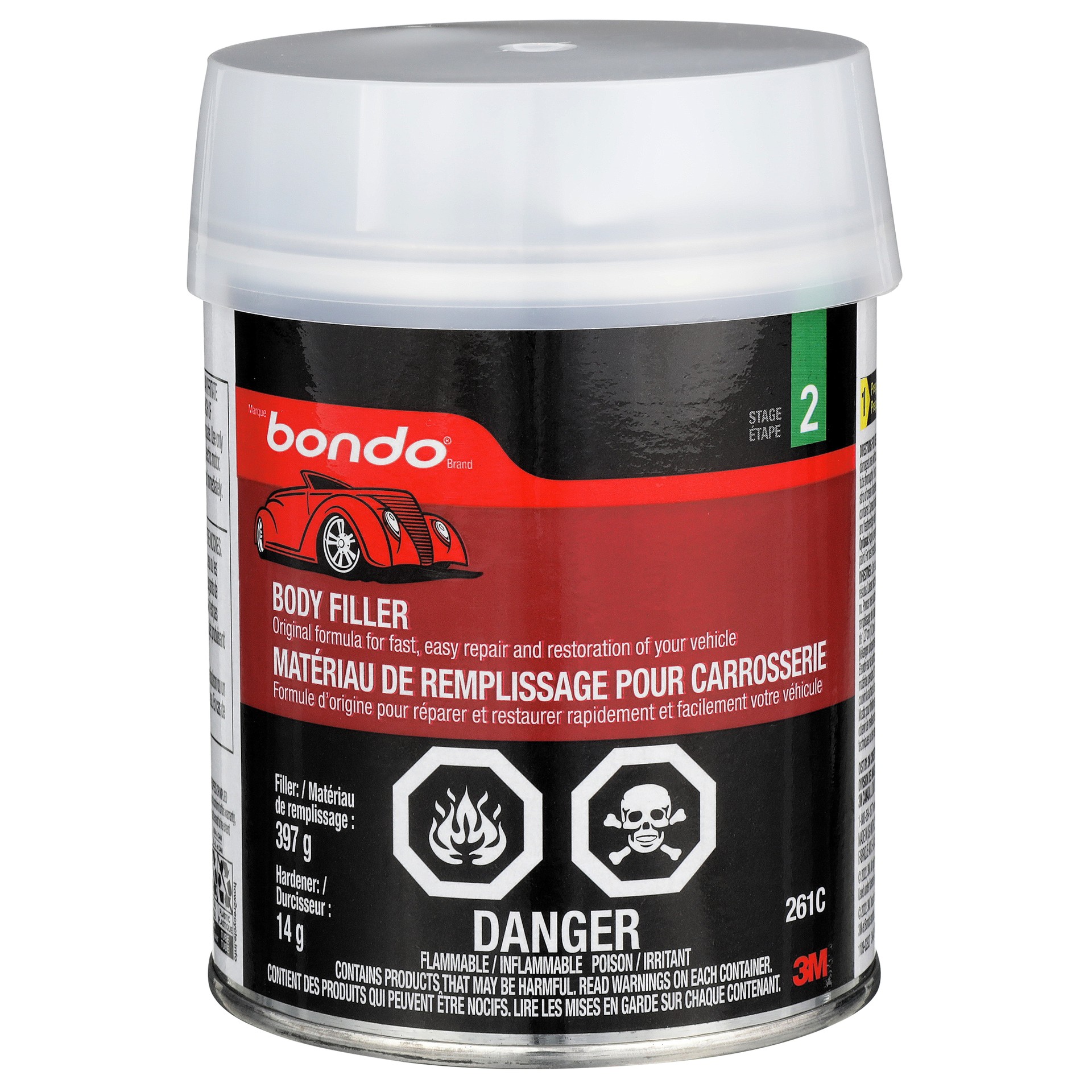 Matériau de remplissage pour carrosserie 261C Bondo®, 397 g (1 pinte), 12/caisse