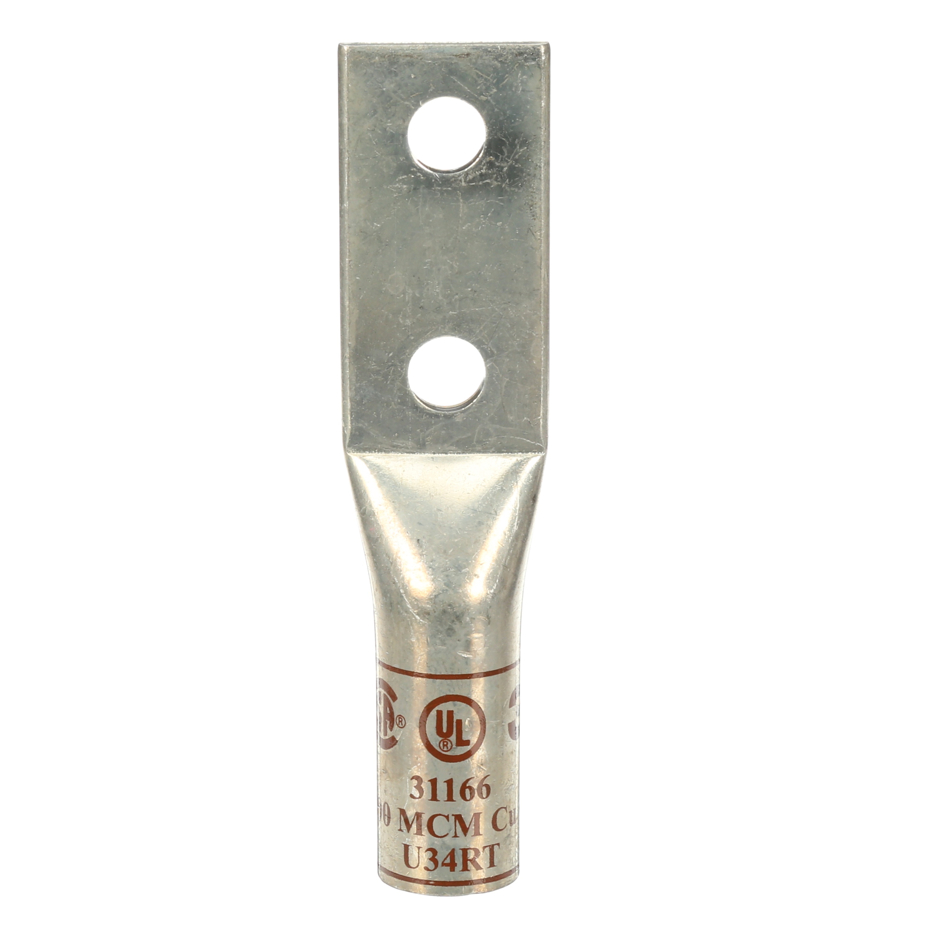 3M Scotchlok™ Cuivre Two Hole long Barrel Lug, 31166, up to 35 kV, 500 kcmil, brown
