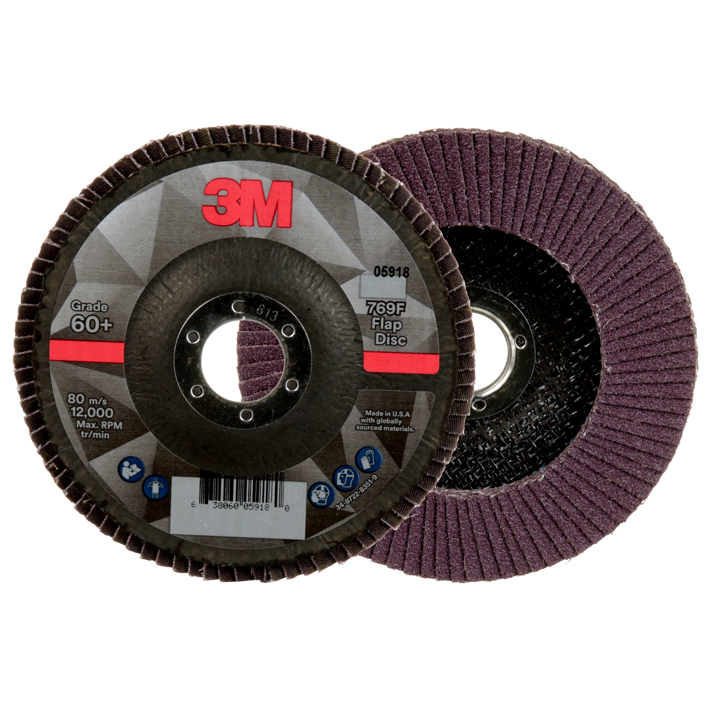 3M™ Flap Disc, 769F, T27, 60+, 5 in x 7/8 in (127 mm x 22.2 mm)