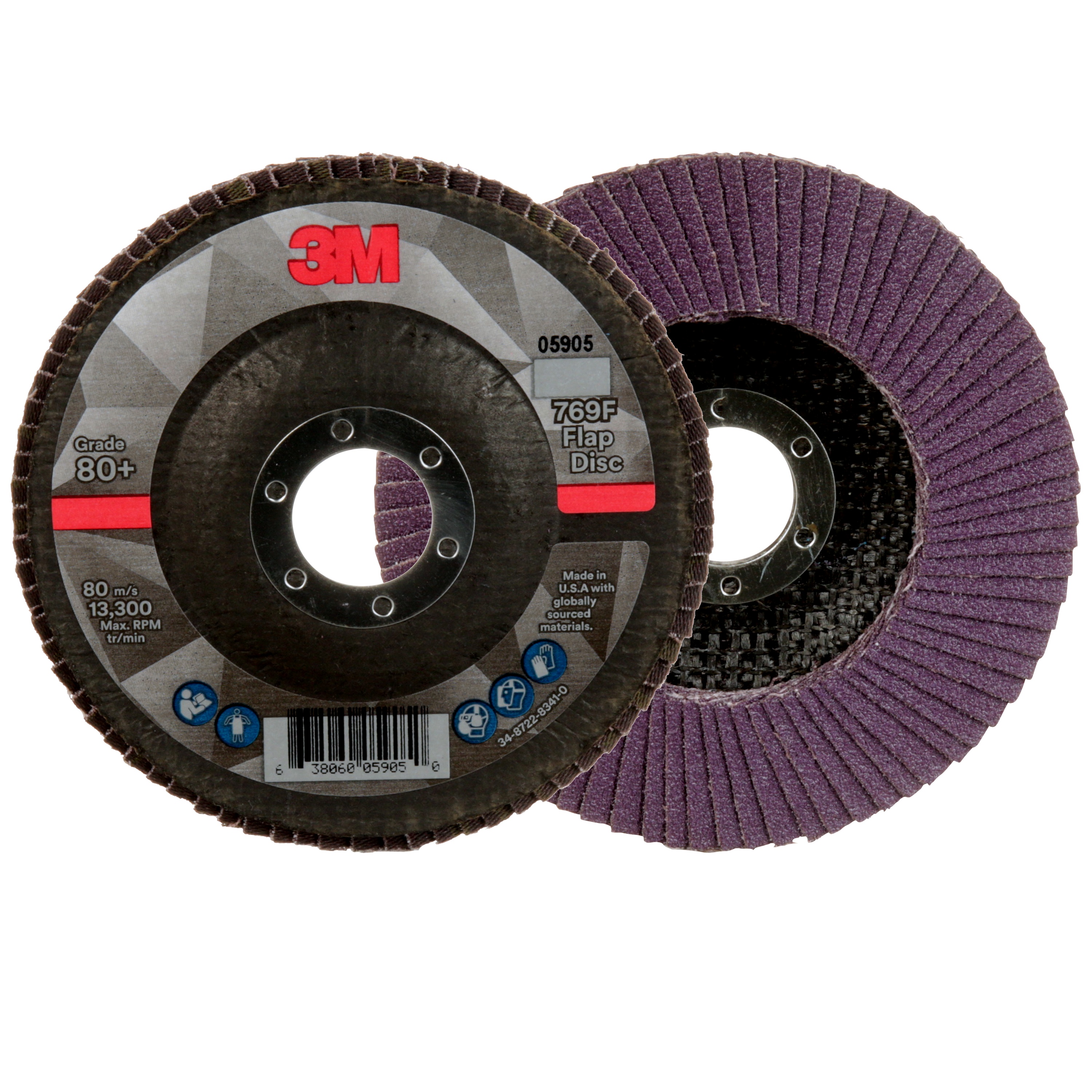 3M™ Flap Disc, 769F, T27, 80+, 4 1/2 in x 7/8 in (114.3 mm x 22.2 mm)