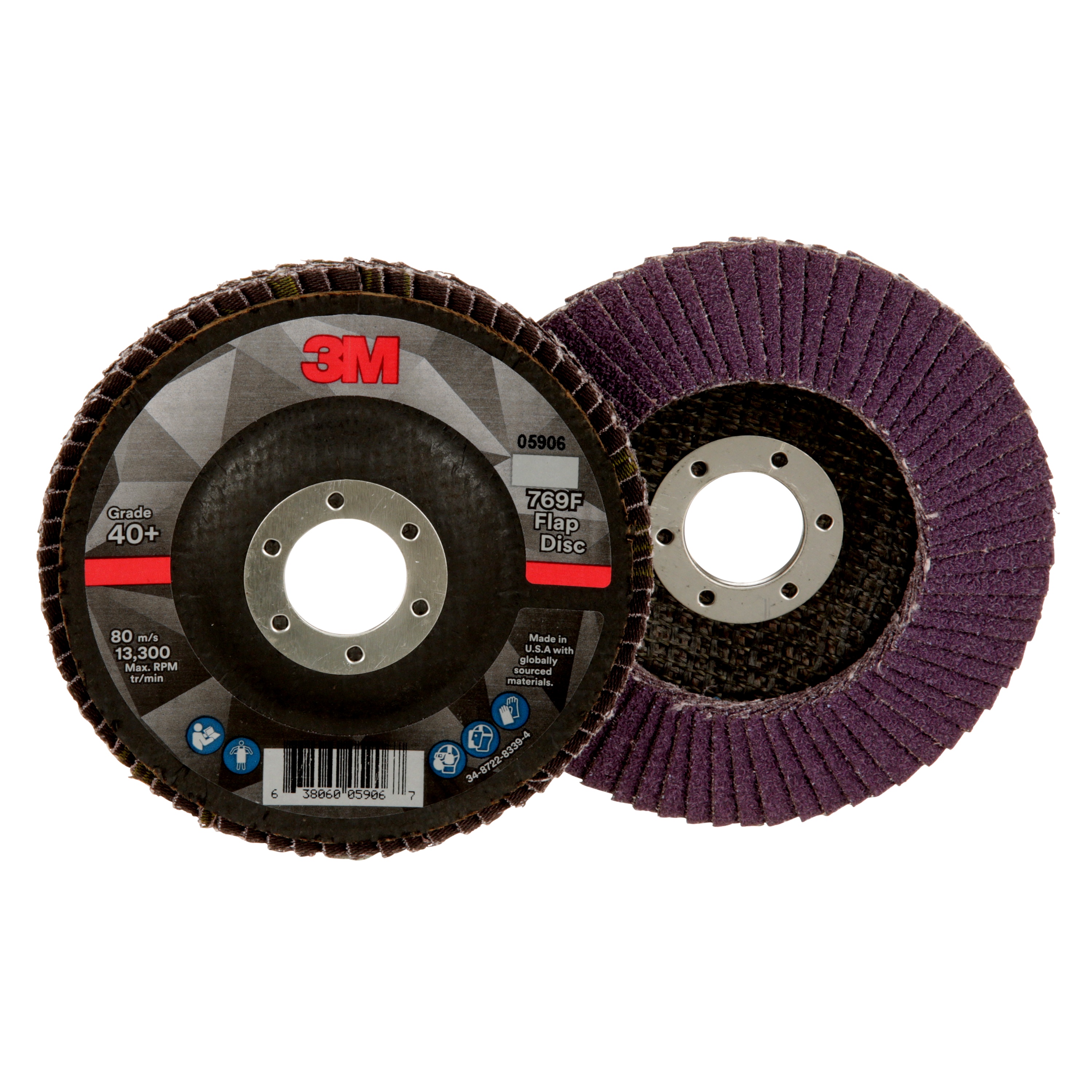 3M™ Flap Disc, 769F, T29, 40+, 4 1/2 in x 7/8 in (114.3 mm x 22.2 mm)