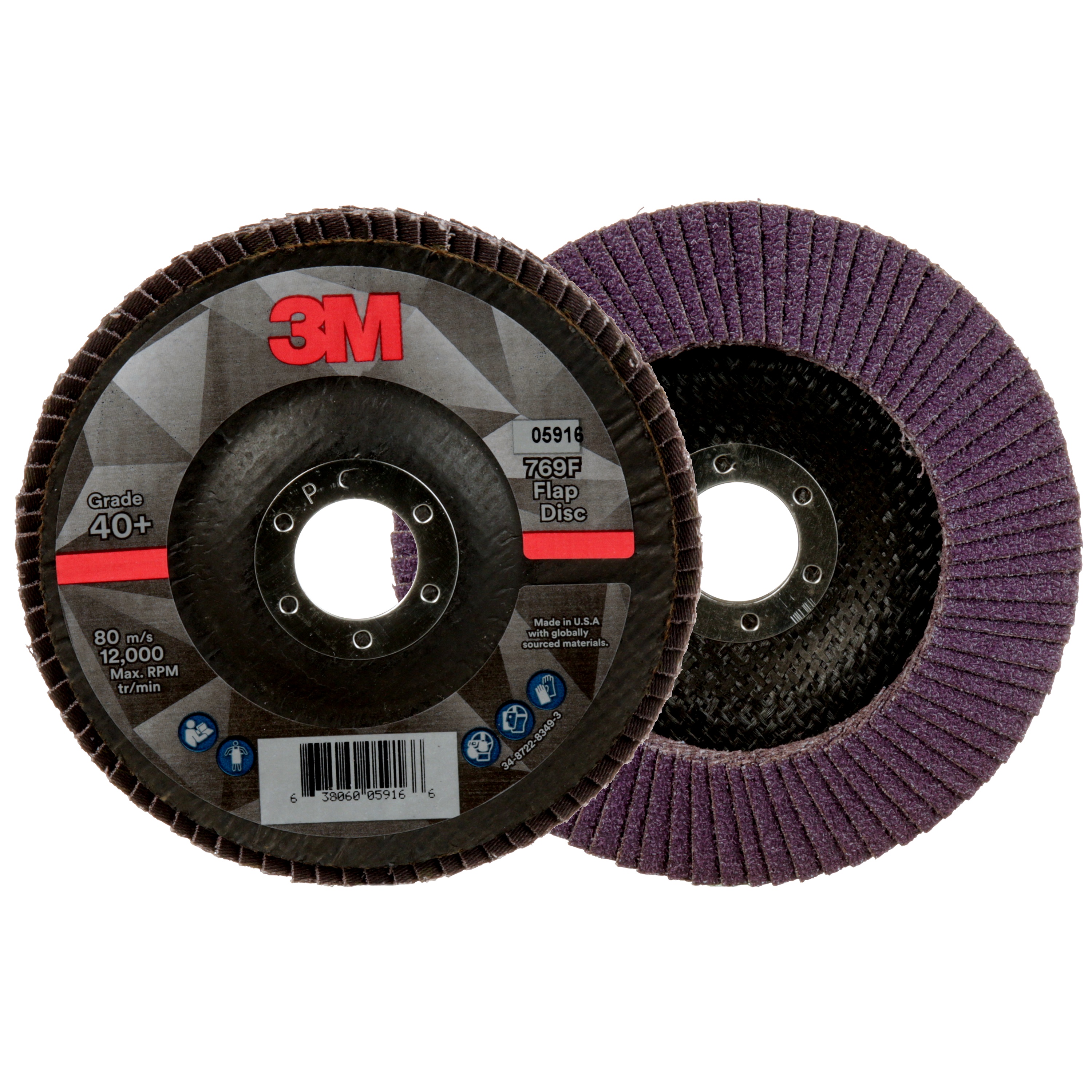 3M™ Flap Disc, 769F, T29, 40+, 5 in x 7/8 in (127 mm x 22.2 mm)