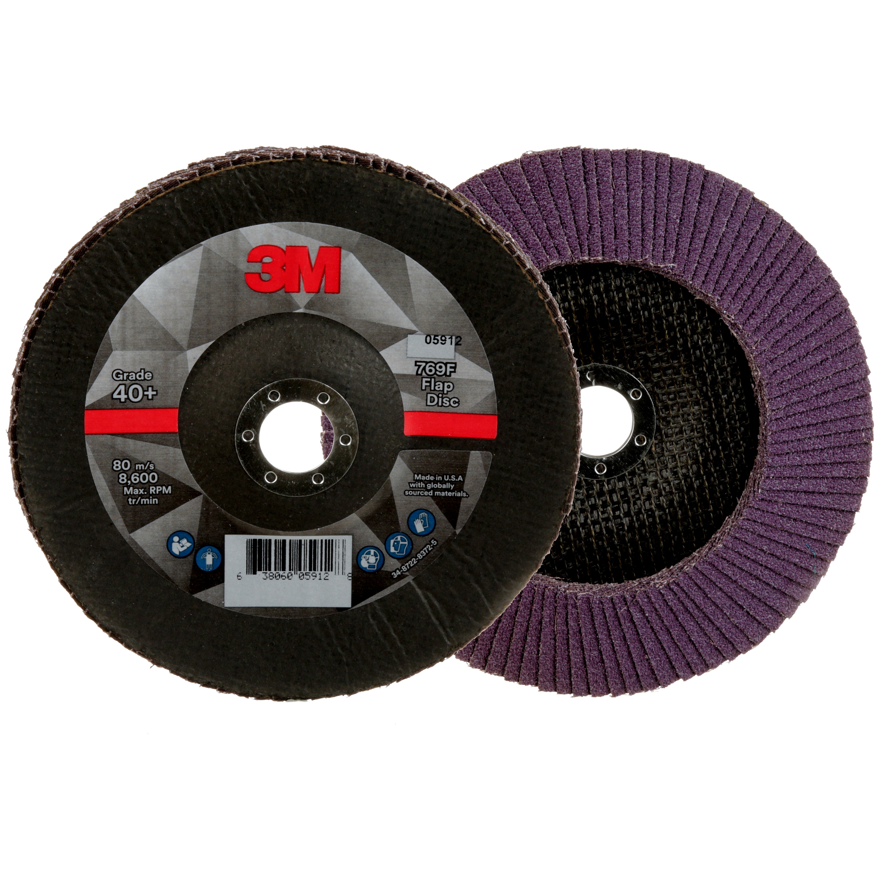3M™ Flap Disc, 769F, T29, 40+, 7 in x 7/8 in (177.8 mm x 22.2 mm)