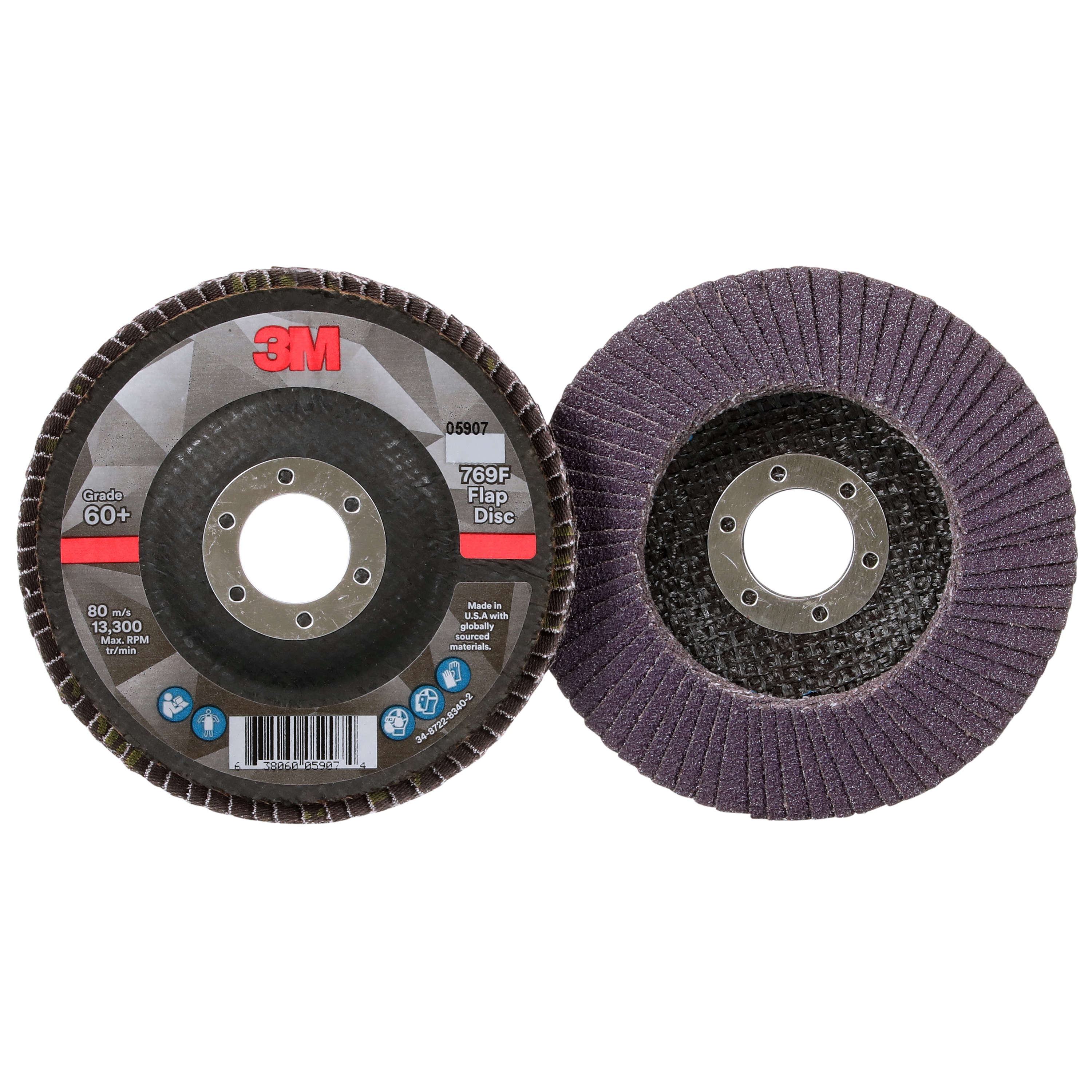 3M™ Flap Disc, 769F, T29, 60+, 4 1/2 in x 7/8 in (114.3 mm x 22.2 mm)