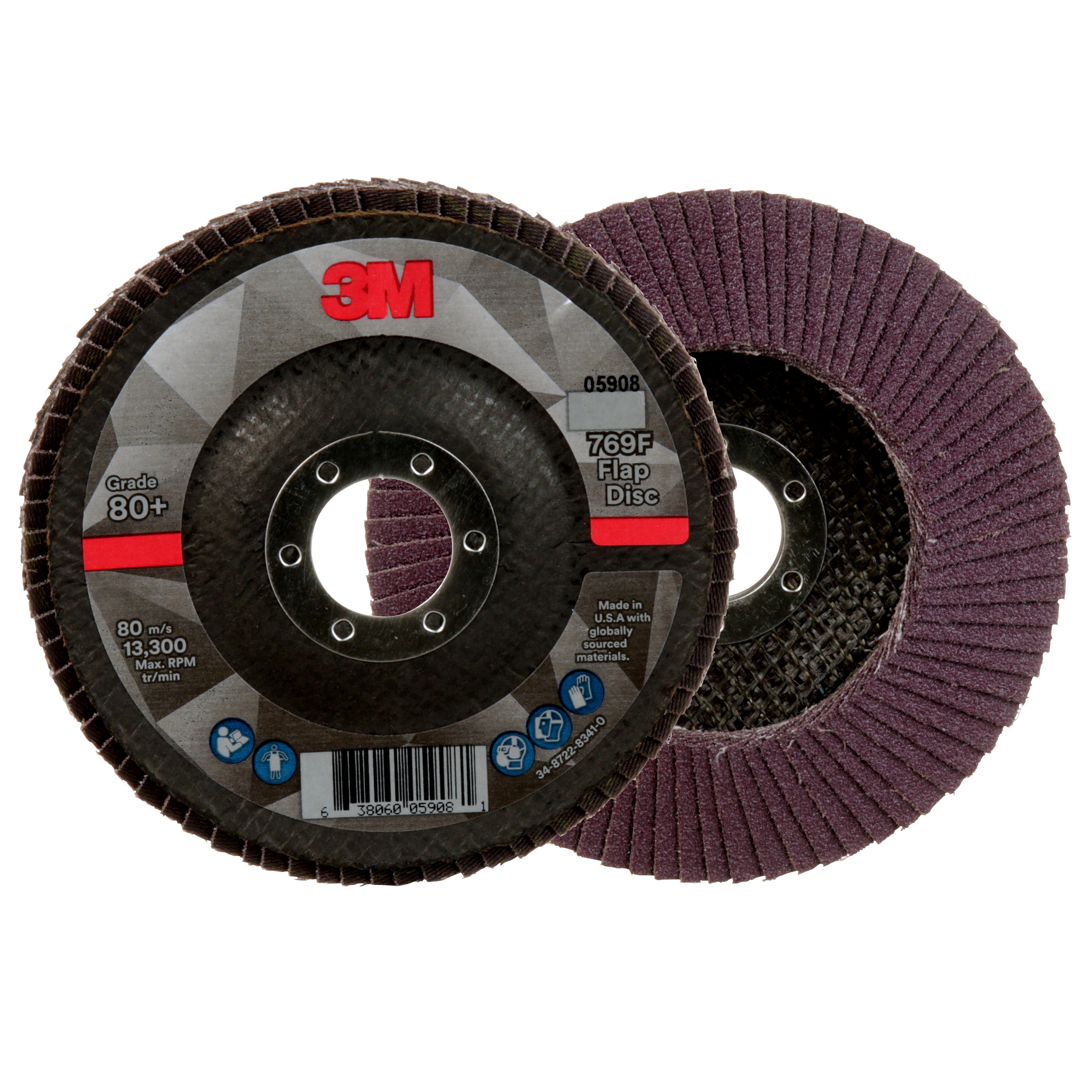 3M™ Flap Disc, 769F, T29, 80+, 4 1/2 in x 7/8 in (114.3 mm x 22.2 mm)