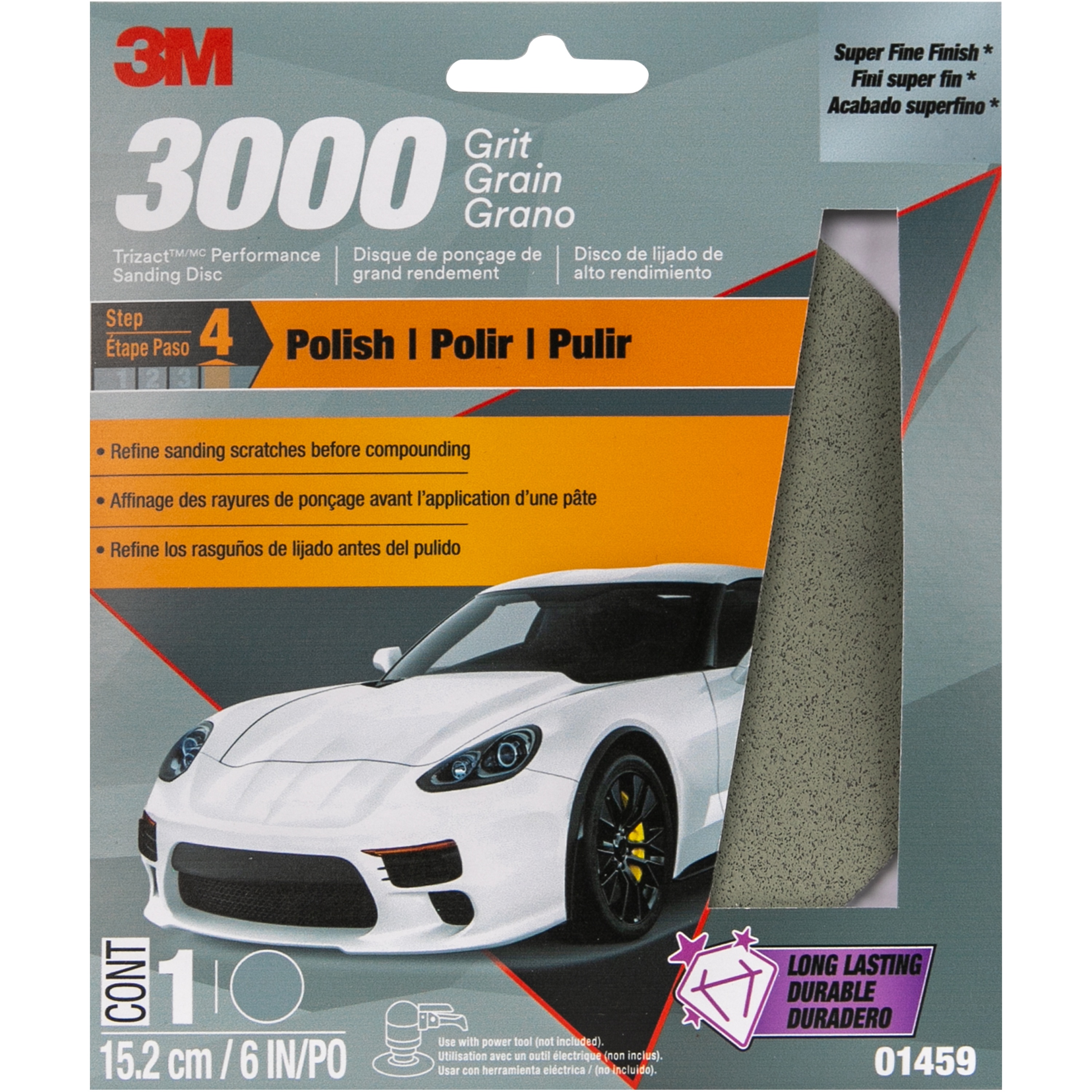 3M Trizact™ Performance Disque de ponçage 01459, 6 in, 3000 Grade, 20/Caisse